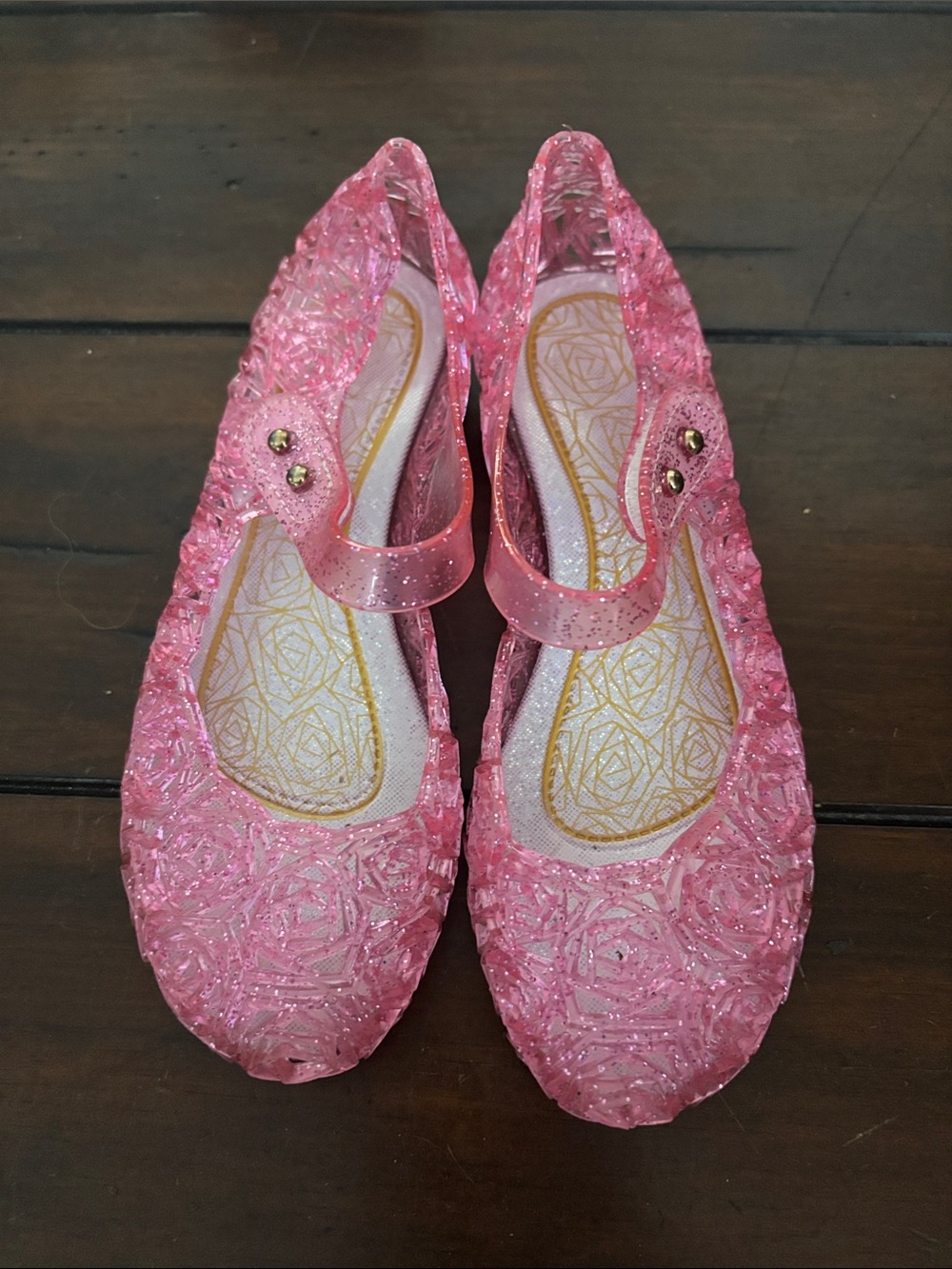 Source Unknown Girls Pink Glitter Jelly Mary Jane Sandals